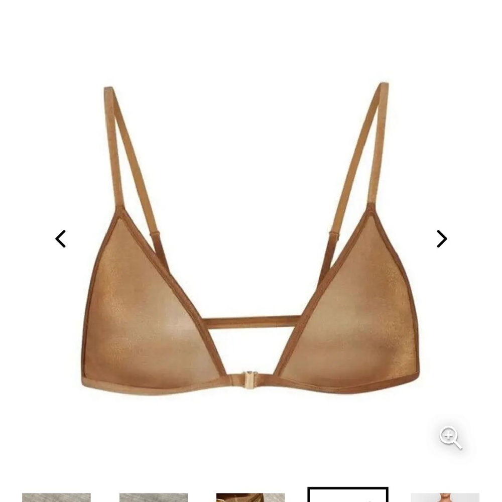 SKIMS Sparkle Glissenette Front Close Triangle Bralette Tan Brown Chai 2x